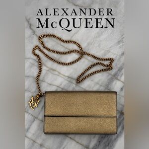 🖤 Alexander McQueen Gold Metallic Leather Crossbody Bag